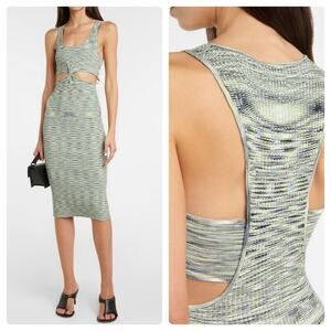 JONATHAN SIMKHAI   Colleen Space‎ Dye Cutout Tank Dress In Basil Space Dye XS